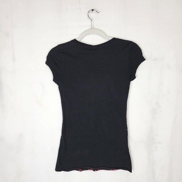 Y2k Disney Fairy Tinker Bell Black Rainbow Graphic Tee - Picture 2 of 4